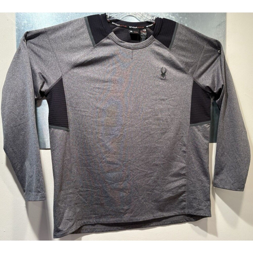 Fleece Training Tee Spyder Active Gray Long Sleeve ProW-B Raglan Athletic Large